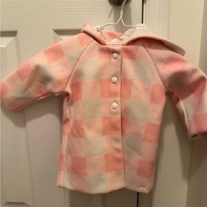 SweetHoney Pink and Cream Checkered Pea Coat